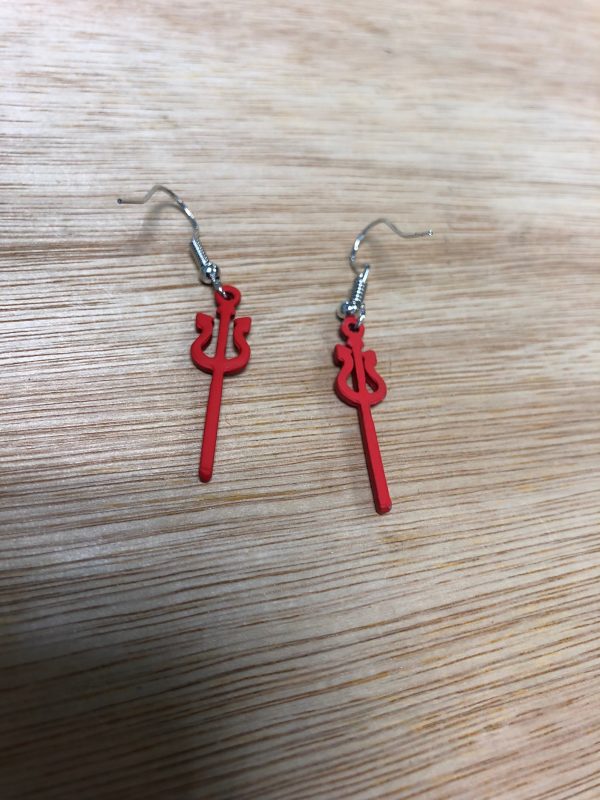 Red Devil Horns Hook Earrings (Alloy) (Red/Silver) (One Size) - Image 3