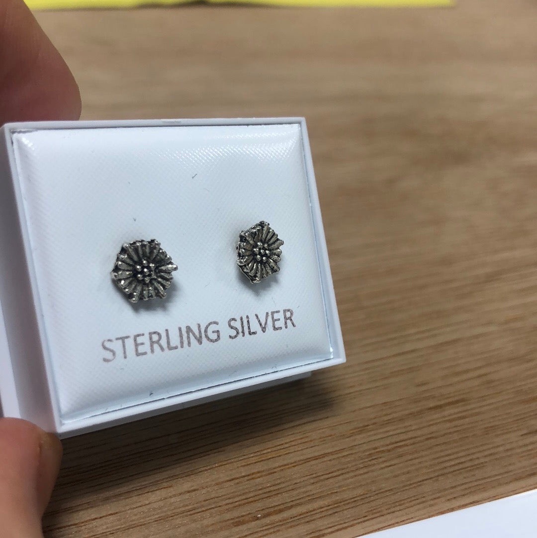 Sterling Silver Daisy Stud Earrings (Unisex) (One Size) (Stainless Steel) - Image 4