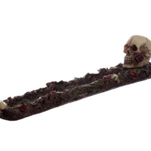 SK299 Skulls and Roses Ashcatcher Incense Stick Burner