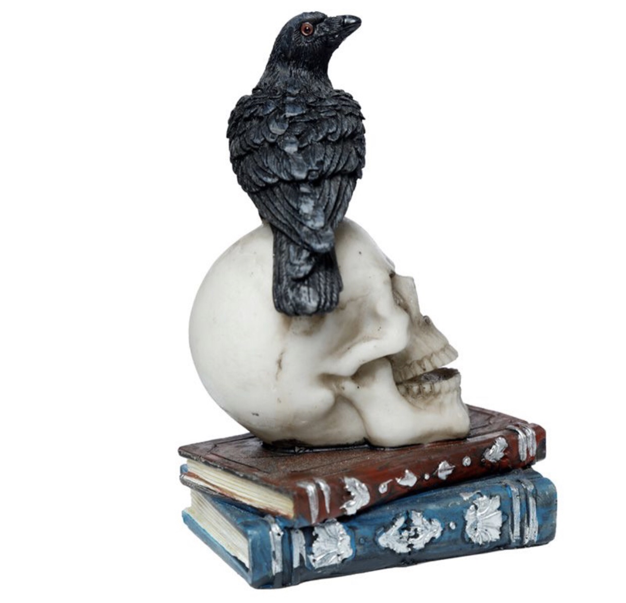Crow Raven Standing on Skull & Books Ornament (10cm) - Image 3