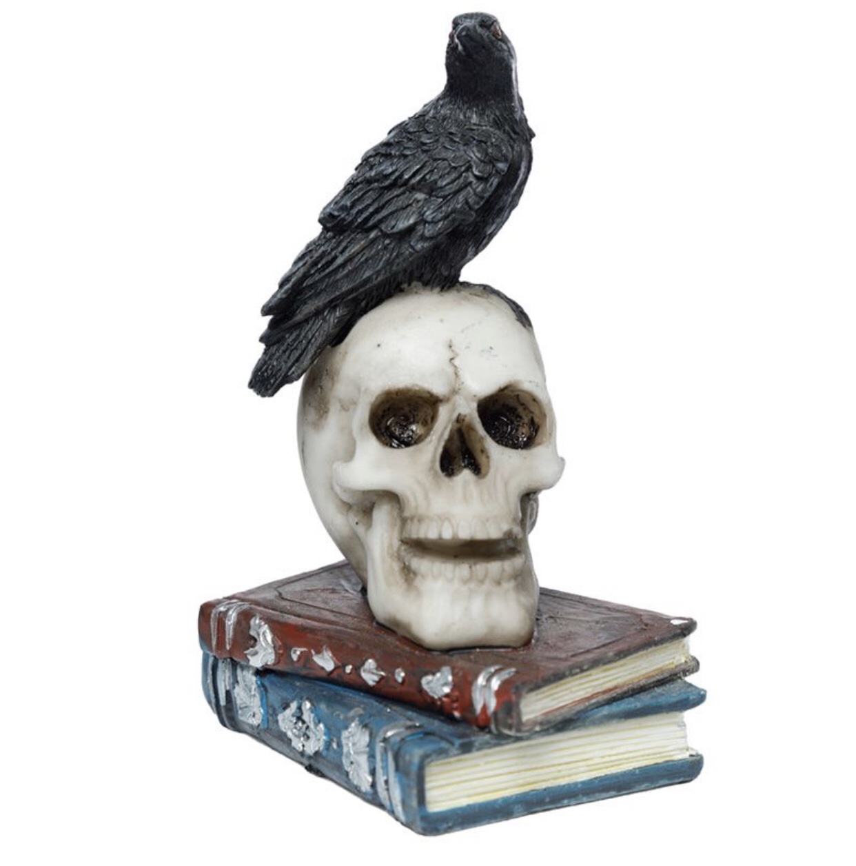 Crow Raven Standing on Skull & Books Ornament (10cm) - Image 2