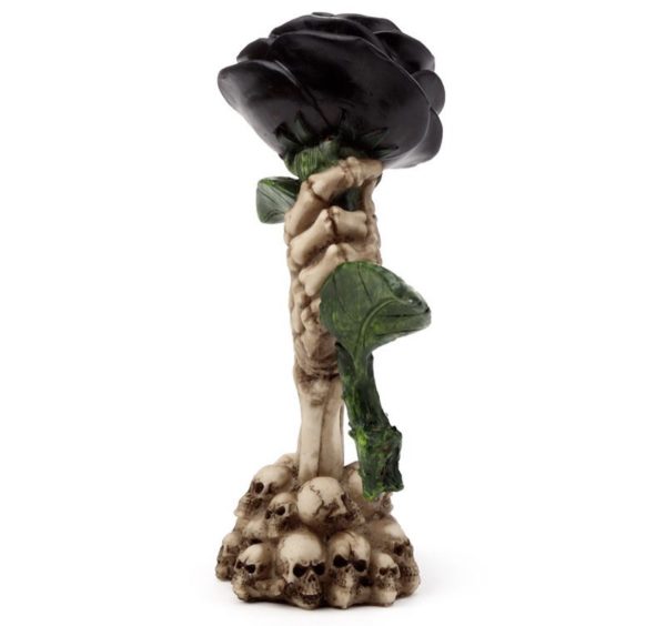 Skeleton Hand Holding Black Rose Decoration (17cm) (Bone/Black) - Image 5