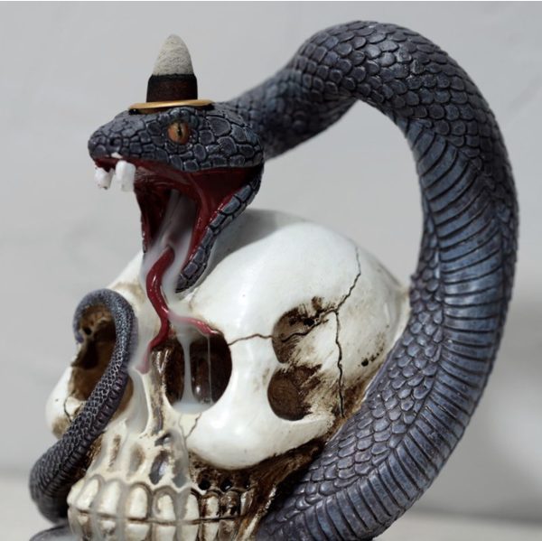 Snake & Skull Backflow Incense Burner Ornament (17cm) - Image 3