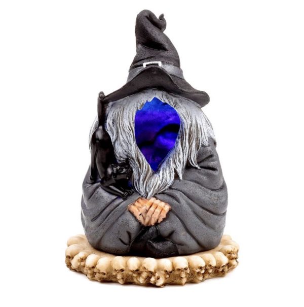 Dark Wizard & Black Cat LED Incense Cone Burner Ornament (17cm)