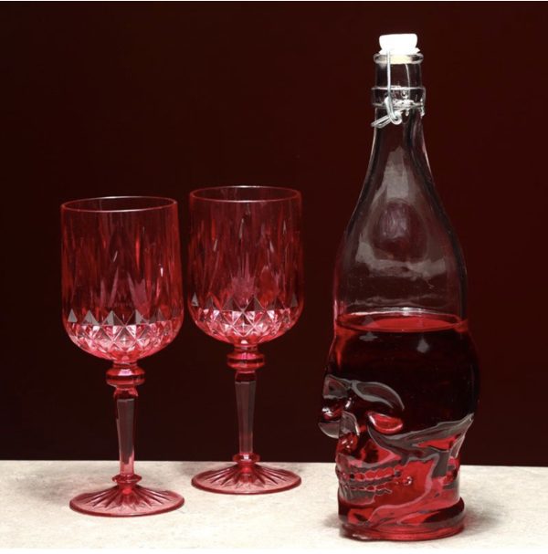 Skulls & Roses Clear Glass Skull Shaped Water Bottle (1L) (31.5cm)