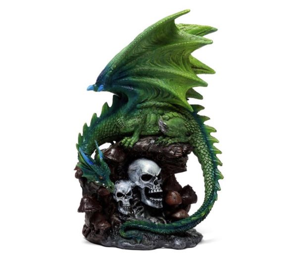 Enchanted Nightmare Emerald Spirit of the Forest Skull Dragon Ornament - Image 2