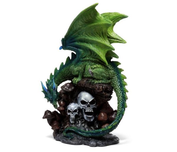Enchanted Nightmare Emerald Spirit of the Forest Skull Dragon Ornament - Image 3