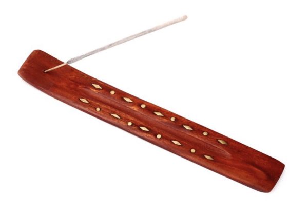 Mango Wood Ashcatcher Incense Stick Burner Diamonds Inlay (0.5cm) - Image 3