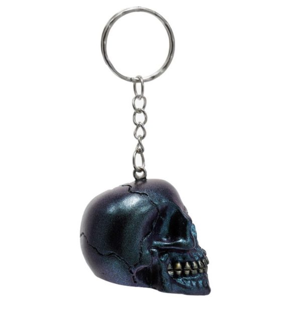 Skulls and Roses Dark Metallic and Gold Skull Keyring (3.5cm) - Image 7