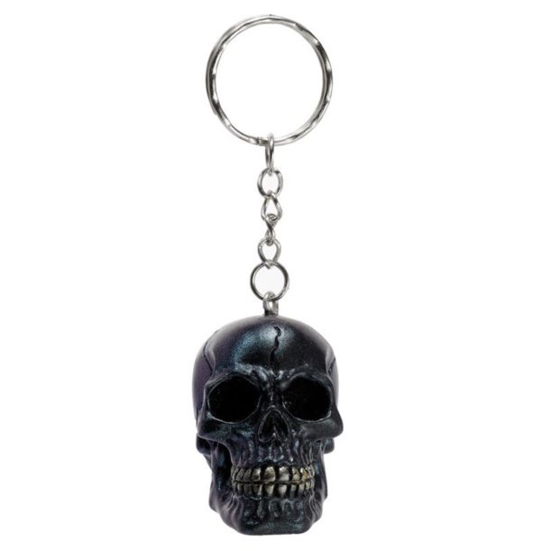 Skulls and Roses Dark Metallic and Gold Skull Keyring (3.5cm) - Image 5