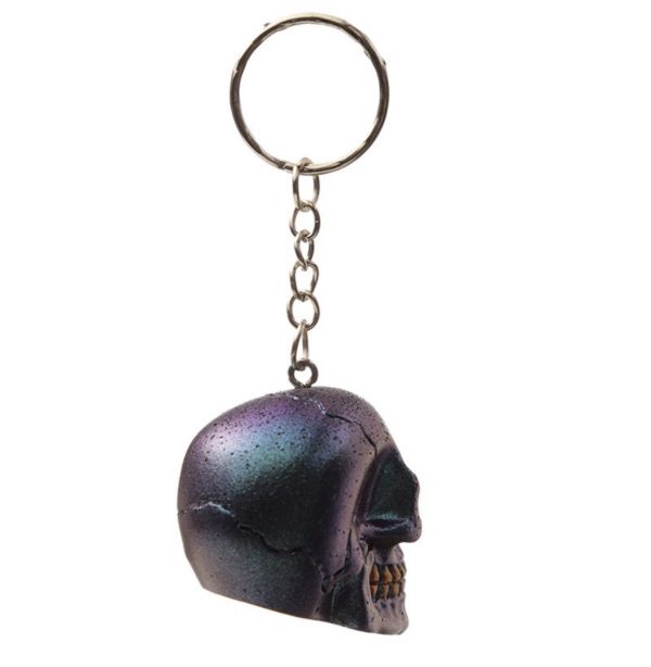 Skulls and Roses Dark Metallic and Gold Skull Keyring (3.5cm) - Image 6