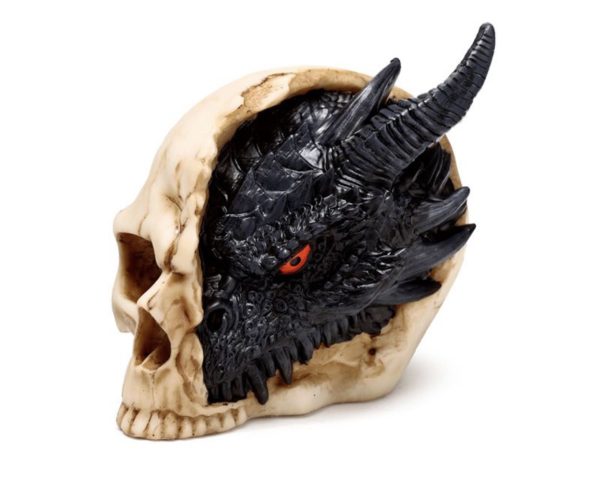 Shadows of Darkness Black Dragon in Skull Ornament (Small) (10cm)
