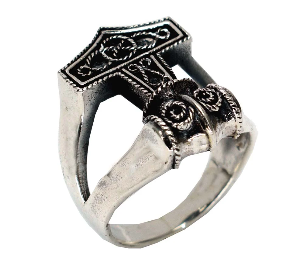 Silver Ring Thor Hammer (One Size)