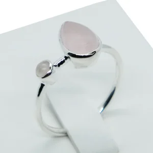 43315 Silver Ring Rose Quartz Pear Drop (One Size)