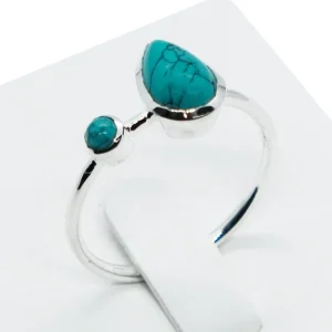 43317 Silver Ring Turquoise PearDrop (One Size)