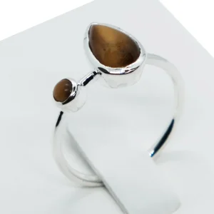 43318 Silver Ring Tiger Eye PearDrop (One Size)