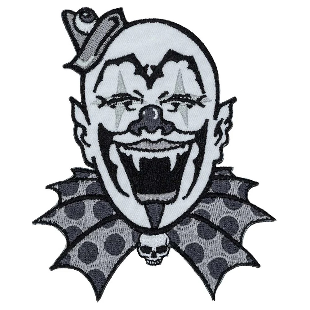 Kreepville Iron On Patch Vamp Clown Grey Patch (9cm)