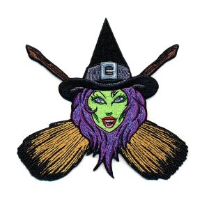 Kreepville Iron On Patch Witch Cross Brooms Patch (10.4cm)