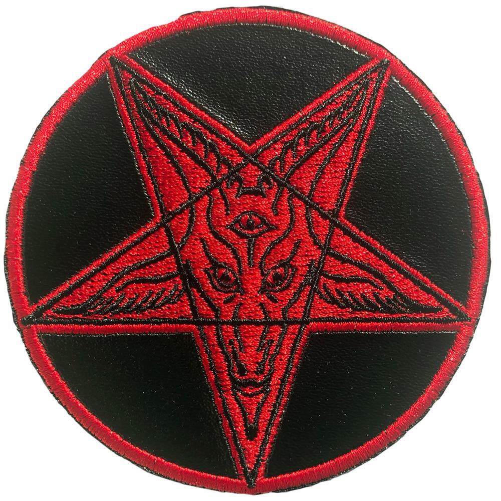 Kreepville Iron On Patch Satanic Circle Shiny Red Patch (9cm)