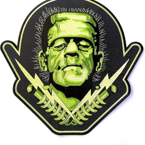 img_2052 Universal Monster Frankenstein Bolts Iron On Back Patch (8cm)