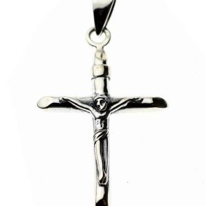 img_8753 Silver Pendant Crucifix 4x2.5 (One Size) (With Necklace)