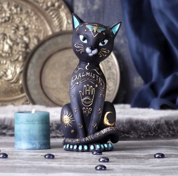 Nemesis Now© Fortune Kitty Palmistry Design Black Cat Ornament 27cm