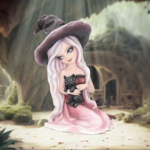 Nemesis Now© Rosa Witch Holding Black Cat Ornament 15cm (Pink/Black)