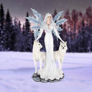 Nemesis Now© "Aura" Fairy with Protective White Wolves Companions (60.5cm) (Large)