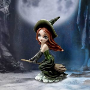 Nemesis Now© Willow Green Witch Broom Statue Ornament Figurine (16cm) (Green)
