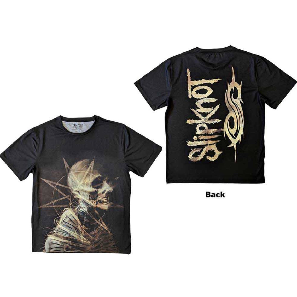 Slipknot© “Slipknot Sublimation Profile” Band T-shirt (Unisex) (Black/Yellow) (Double Sided)