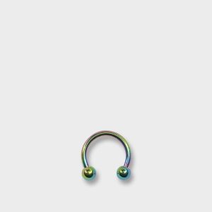 U Shaped Horse Shoe Ring Septum Piercing Round Point (Rainbow)