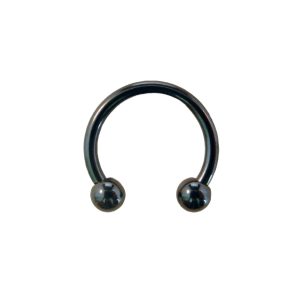 U Shaped Horse Shoe Ring Septum Piercing Round Point (Black)