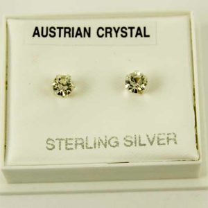 p-89132-59590 Silver Earrings Stud Clear 4mm (One Size)