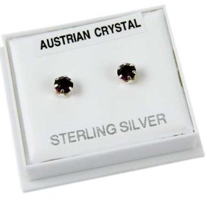 p-89138-59604 Silver Earrings Stud Dark Purple (One Size)