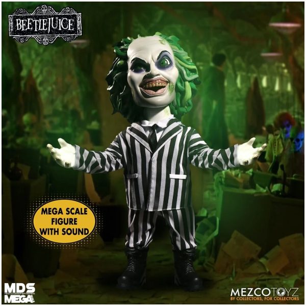 Beetlejuice© MEZCO© 15″ Mega Scale Talking Beetlejuice (15 Inches) (Black/White) - Image 2
