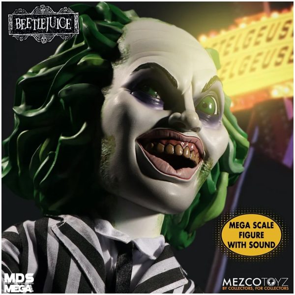 Beetlejuice© MEZCO© 15″ Mega Scale Talking Beetlejuice (15 Inches) (Black/White) - Image 4