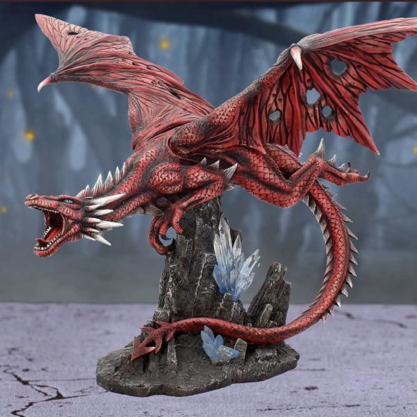 Fraener’s Wrath” Crystal Cave Red Dragon Figurine Ornament (52cm) (Red)