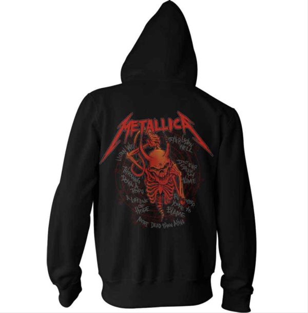 Metallica© “Skull Screaming Red” Official Band Hoodie (Unisex) (Black) - Image 3