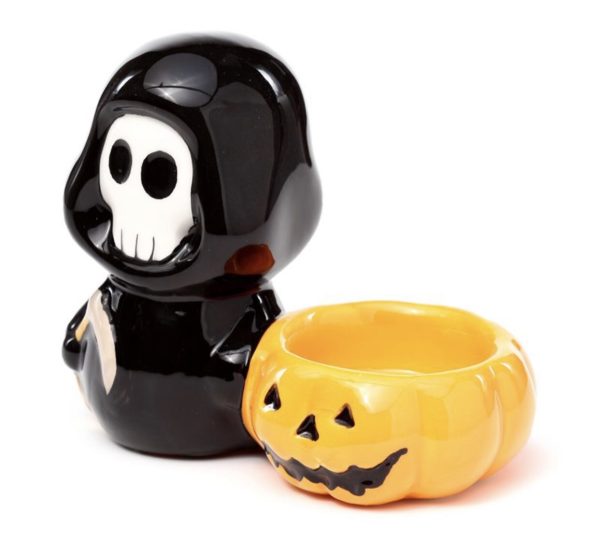 Ceramic Skull Boy Grim Reaper Pumpkin Tea Light Candle Holder (8cm) - Image 3