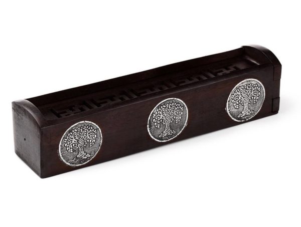 Mango Wood Tree of Life Ashcatcher Incense Burner Box (30.5cm)