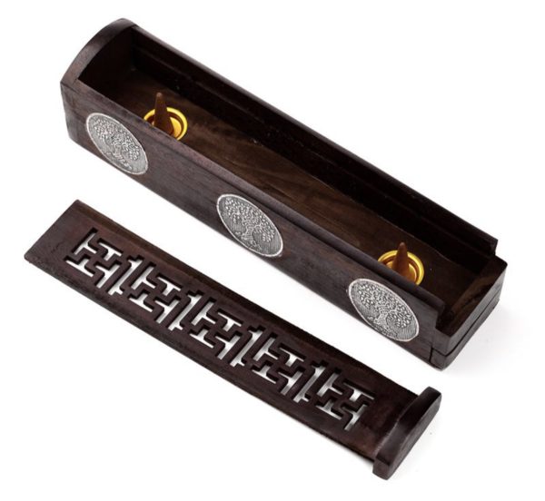 Mango Wood Tree of Life Ashcatcher Incense Burner Box (30.5cm) - Image 8