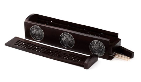 Mango Wood Tree of Life Ashcatcher Incense Burner Box (30.5cm) - Image 6