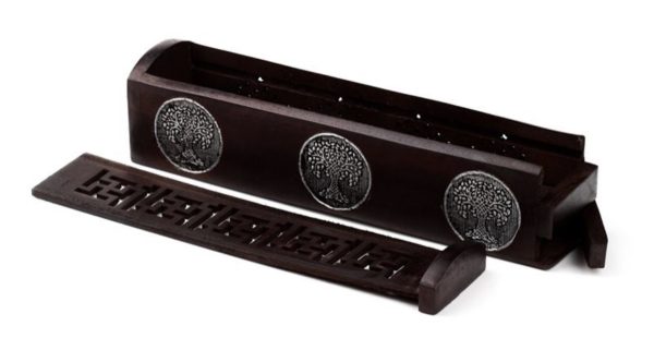 Mango Wood Tree of Life Ashcatcher Incense Burner Box (30.5cm) - Image 2