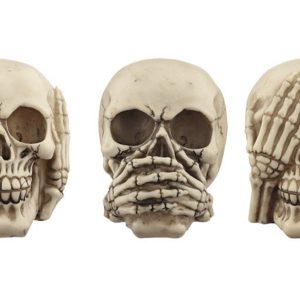 Set of 3 Hear No Speak No See No Evil Skulls Ornaments (11cm)