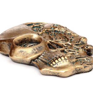 Skull Shaped Ashcatcher Incense Burner Holder with Roses (11cm)