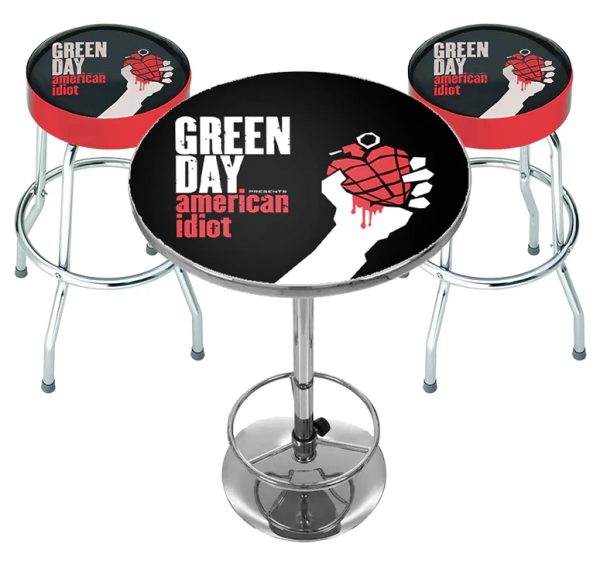 GREEN DAY BAR SET - AMERICAN IDIOT (TABLE & 2 X BAR STOOLS)