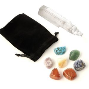 Set of 7 Chakra Stones Kit with Crystal