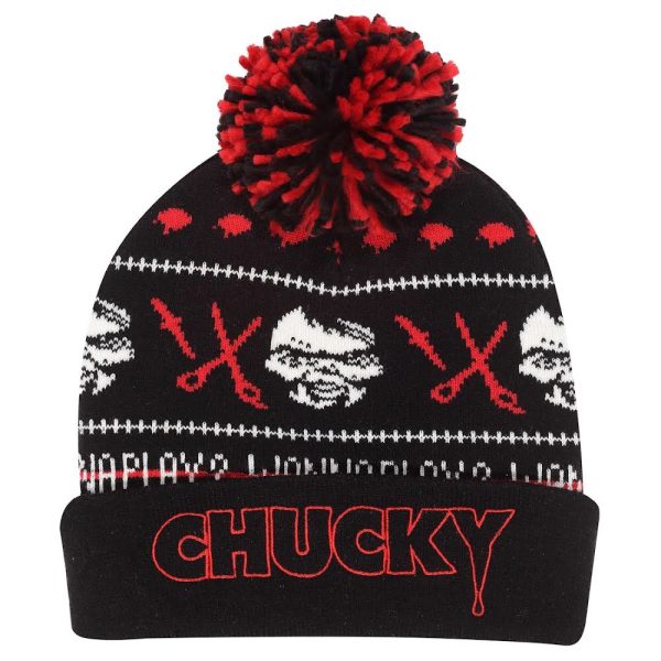 Chucky© Chucky Wanna Play? Pom Beanie (Unisex) (Black/Red) - Image 6
