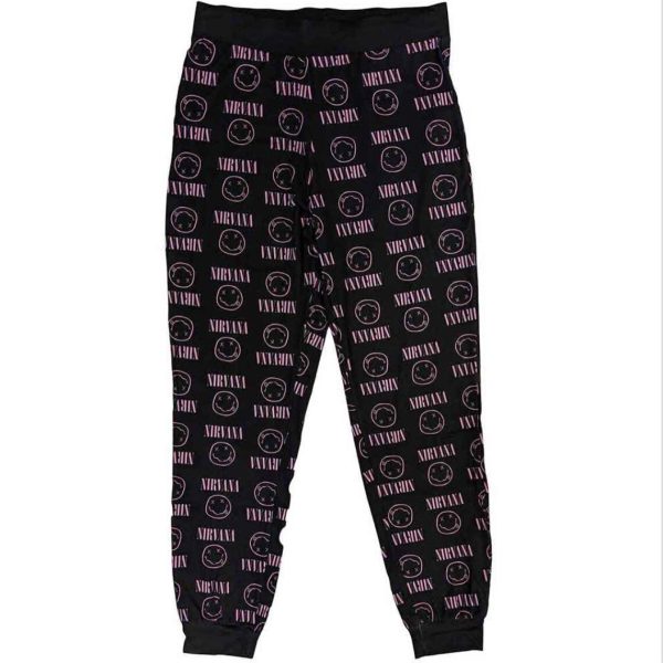 Nirvana© “Nirvana Xerox Smile Pink” Official Band PJ Pyjamas Set (Unisex) (Black/Yellow/Pink) - Image 3