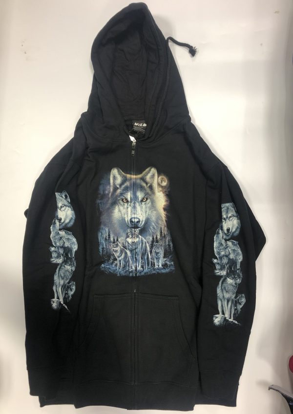 Gothic Designs Wolf Pack Trio Forest Adventure Hoodie (Unisex) (Double Sided)